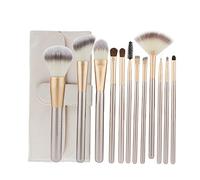 HEALEEP Professional Makeup Brush Kit 12pcs Set Rice White Wood Handle Cosmetic Brushes with Carrying Bag for Foundation Blush Powder Eye Makeup in Travel and Daily Use