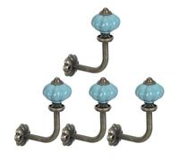 HEALEEP Pumpkin and Bathrooms for Living Rooms and Versatile Placement 4pcs Vintage Porcelain Wall Hooks Zinc Alloy Ceramic Decorative Hooks with Strong Load Capacity