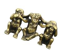 HEALEEP Pure Brass Three Wise Monkeys Statue Ornament See No Evil Hear No Evil Desktop Table Decor for Home and Office