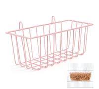 HEALEEP Rabbit Hay Feeder Iron Hanging Rack Convenient for Small Pets and Caged Rabbits, Pink, 23.5cm × 10cm