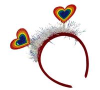 HEALEEP Rainbow Pride Headbands 2 Pack Adjustable Size Plush Hair Hoops with Soft Fabric Covers Not Easy to Fall off Eye-catching Fashionable Design for Birthday Party and Outdoor Sports
