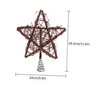 HEALEEP Rattan Christmas Tree Treetop Star with Spring Support Hollow Five Pointed Xmas Tree Prop Decoration for Home Office Hotel and Store Festive Display