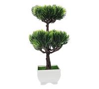 HEALEEP Realistic Artificial Bonsai Tree Simulation Plant Decoration for Indoor Home Office Garden Material Green Small Pine Cypress Potted Ornament