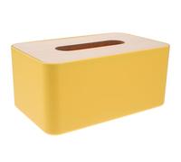 HEALEEP Rectangular Tissue Box Holder with Wooden Cover, Japanese Style Facial Tissue Dispenser for Desk and Dressing Table, Lightweight and Compact Size in Yellow, Prevents Moving
