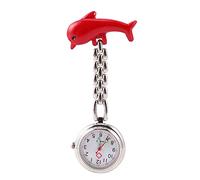HEALEEP Red Dolphin Hanging Pocket Watch with Luminous Zinc Alloy Decor | Fashion Creative Hanging Design, Decorative Clothing Accent, Single Piece, for Women and Costume Use