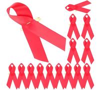 HEALEEP Red Ribbon Brooch Pin Awareness Ribbon with Safety Pin Removable Portable Charity Badge 16cm X 1.3cm for Fundraising and Social Cause Activities