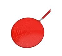 HEALEEP Red Strainer with Stainless Screen Splatter Silicone Steel and Unique Mesh Design and Easy Washing Feature, Multipurpose Oil Draining Board Mat for Kitchen Cooking