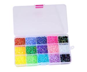 HEALEEP Resin Rhinestones Suitable for Professionals and Beginners for Craft for Christmas and Birthday with 15 Grids 1 Box Glitter Decorative Nail Art Gems for Nails