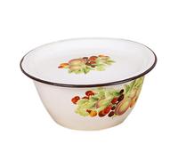 HEALEEP Retro Enamelware Soup Basin with Anti-Skid Base Household Mixing Bowl for Dough Fruit Food Storage Stackable Kitchen Prep Basin Vintage Style Enamels Container