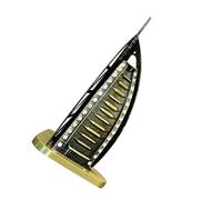 HEALEEP Retro Sailboat Burj Arab Desktop Ornament with Bricks Creative Dubai Hotel Souvenir for Home Office Wedding Decor Zinc Alloy Miniature Decorative Collectible