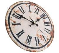 HEALEEP Retro Wall Clock Silent Non-ticking round Decorative Wall Clock Density Board Material Easy to Install Chic Style for Living Room Home Décor