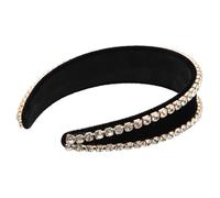 HEALEEP Rhinestone Padded Wide Headband Sparkly Black Velvet Bling Hair Accessory for Women and Teen Girls Wedding Party Dressy Headwrap