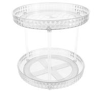 HEALEEP Rotating Makeup Organizer Perfume Organizer 2 Tier PET Tray for Countertop Vanity Dresser Easy Rotation and Wear Resistance