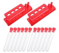 HEALEEP s Laboratory Test Tube Set with 2 Plastic Test Tube Racks with Caps for Science Teaching and STEM Learning Random Color Random Color