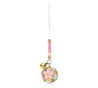 HEALEEP Sakura Bell Pendant Car Charm Hollow Enamel Metal Design, White Pink Cherry Blossom Hanging Ornament Cord for Phone, Handbag, and Home Decor