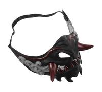 HEALEEP Samurai Cosplay Mask Demon Half Face Mask Black Japanese Party Prop for Men and Women Festival Dress