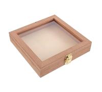 HEALEEP Sapele Wood Storage Box Square Shape Clear Lid Display Case for Jewelry Dry Flower Butterfly Specimens Elegant Rustic Organizer Home Decor Space-saving Design