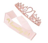 HEALEEP Sash Tiara Set Crown Hairband Delicate Fashion Rhinestone Metal Polyester Break Resistance Tear Resistance Friends Birthday Party Accessories