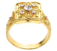 HEALEEP Secret Compartment Ring Flip-top Design with Micropaved Rhinestones Alloy Bold Carved Luxury Elegance Golden Finish for Daily Wear and Parties