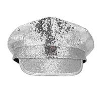 HEALEEP Sequin Hat Large Brimmed Peaked Cap Steampunk Style Glitter Stage Cosplay Prop for Women Men Performance Party