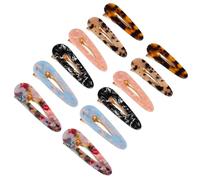 HEALEEP Set of 12 Marble Pattern Acetate Hair Clips Leopard Print Geometric Design, No Crease Hairpin Clips for Styling and Everyday Hair Accessories