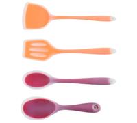HEALEEP Silicone Kitchen Gadget Set Including Mixing Scraper Rice Spoon Slotted Spoon and Soup Ladle with One-piece Moulding and Quick Skimming Features for Cooking and Serving