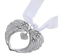 HEALEEP Silver Alloy Angel Wing Pendant Christmas Ornament with Ribbon, Realistic and Attractive Wing Shape Hanging Decoration for Gathering and Living Space