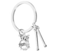 HEALEEP Silver Drummer Keychain with Drumsticks Pendant Realistic Drum Key Holder for Musicians and Music Enthusiasts Versatile Percussion Jewelry Band Key Ring