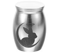 HEALEEP Small Bunny Urn for Desktop Space or Bag Storage Made of Stainless Steel, Silver Keepsake Cremation Urn with Sturdy Design and Convenient to Carry for Pet Ashes