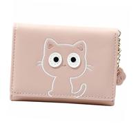 HEALEEP Small Cute Cat PU Leather Wallet Coin Purse for Multifunction Card Holder Lightweight Bifold Design for Travel Business and Daily Use