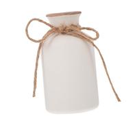 HEALEEP Small White Ceramic Flower Pot with Round Shape and Rustic Twine Accent Stable Decorative Plant Holder for Flower Arrangements for Home Living Decor and Party Centerpieces