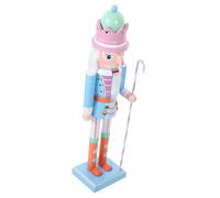 HEALEEP Small Wooden Nutcracker Ornament Macaron Color Nutcracker Figure Christmas Party Decoration Classic Festive Wood for Desktop Display