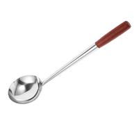HEALEEP Stainless Steel Easy to Clean with Wooden Handle Cooking Spoon Handle Metal Frying Spoon and Time-Saving Kitchen Utensil for Kitchens and Canteens
