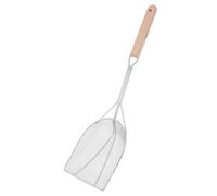 HEALEEP Stainless Steel Oil Filter Spoon Heavy Duty Grease Separator Spoon with Wooden Handle for Draining Hot Oil and Frying for French Fries and Hot Pot Cooking