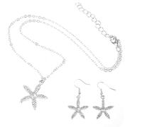 HEALEEP Star Jewelry Dangle Earrings and Necklace for Women Creative Sea Star Shape with Bright Luster Elegant Summer Accessory for Nightclub and Party Wear