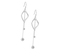 HEALEEP Sterling Shaped Drop Earrings with Silver Ball Pendant Elegant Long Dangle Ear Accessories for Women Hypoallergenic Plated Jewelry