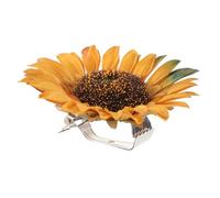 HEALEEP Sunflower Curtain Tie Back Clips for Dining Rooms and Offices, Metal and Fabric Material, Easy Installation and Maintenance, Natural Countryside Style Drapery Holdback for Window