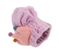 HEALEEP Super Absorbent Coral Fleece Hair Drying Cap for Adjustable Quick Dry Bath Wrap Soft Lightweight Cute Purple Crown Design Gentle Skin