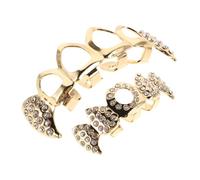 HEALEEP Teeth Grill Comfortable Vampire Fangs Gold Tooth Jewelry for Cosplay Parties Unique Hollow Out Copper Rhinestone Grill Decors for Halloween and Themed Events