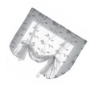 HEALEEP Transparent Embroidered Mesh Curtain White Voile Window Gauze with Leaf Pattern Semi-sheer Long Tulle Panel for Living Bedroom Kitchen Office Light Filtering and Wash-resistant