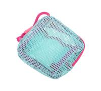 HEALEEP Turquoise Mesh Tofu Bag Square Mesh Pouch with Rose Pink Lanyard Multifunctional Travel Organizer for Cosmetics Data Cables Keys Makeup Puff Storage