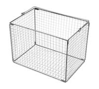 HEALEEP Ultrasonic Cleaning Basket Stainless Steel Wire Holder with Folding Handle 10.6 X 7.9 X 7.1 in Fine Mesh Filtration Silver for Industrial Ultrasonic Washing