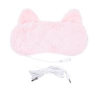 HEALEEP USB Heated Eye Mask Protective Blinder Pink Flannel Hot Compress Reduce Dark Circles for Home Before Going to Bed