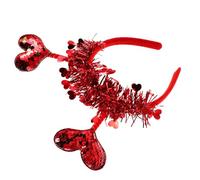 HEALEEP Valentine’s Day Sequin Red Heart Headband for Women, Cute Cupid Antenna Hair Accessory, Wedding and Party Decoration, Photo Prop for Singles and Engagement Celebrations