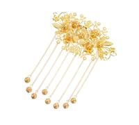 HEALEEP Vintage Gold Hairpin Long Tassel, Chinese Style Wedding Hair Comb, Bridal Flower Crystal Pearl Headdress for Bride and Traditional Ceremonies