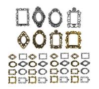 HEALEEP Vintage Picture Frame Nail Art 40Pcs Retro Mini Metal Frames for DIY Nail Crafts and Family Photo Props