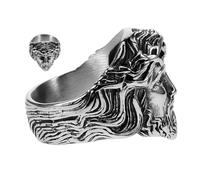 HEALEEP Vintage Stainless Steel Men's Ring with Jesus Portrait Retro Finger Band Comfortable Fit Stylish Religious Jewelry for Men