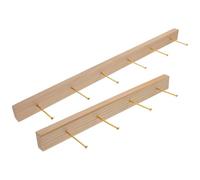 HEALEEP Wall Mounted Jewelry Organizer with Khaki Wood and Alloy Material, Elegant Long and Short Wood Strip Design for Necklaces and Jewelry for Shopping Mall or Dressing Room Display