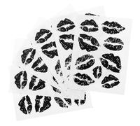 HEALEEP Waterproof Lip Print Temporary Tattoo Stickers, 6 Black Sheets Body and Face Stickers for Women, Party Supplies and Cute Adult Decoration