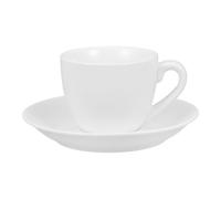 HEALEEP White Ceramic Coffee Cup with Saucer Set, Designed with Flat Base for Home and Hotel Use, Stylish and Simple Tea Serving Cup, for Holding Water and Hot Chocolate